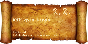 Kárpis Kinga névjegykártya